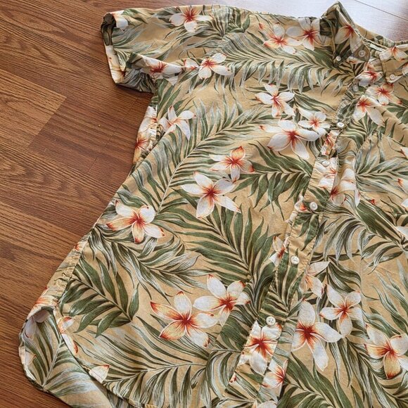 J Crew Men's Linen Shirt Size L Hawaiian Floral Tropical Classic Fit Multicolor - Picture 2 of 11